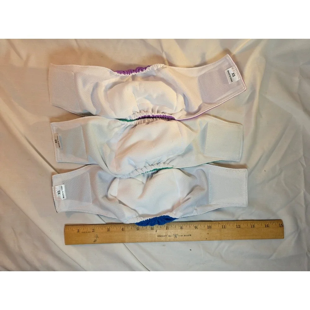 Wegreeco Male Dog Diapers Reusable Belly Bands 3 Pack Purple Green Blue Size XS